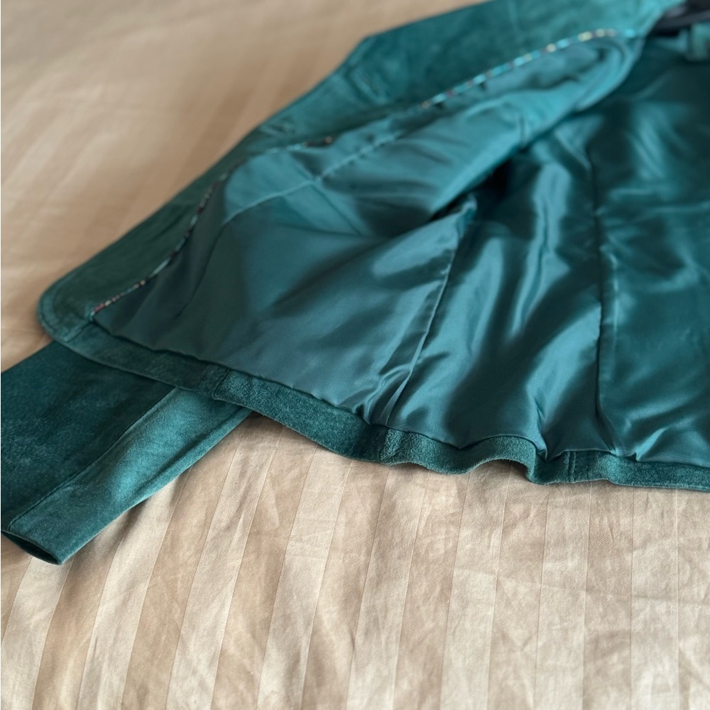 Bernardo Green Suede Button-Front Jacket - Picture 3 of 7